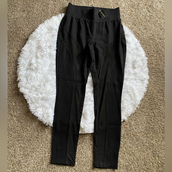 Ashley Stewart Black Pants Faux Suede New Womens Size 12 - Picture 1 of 7